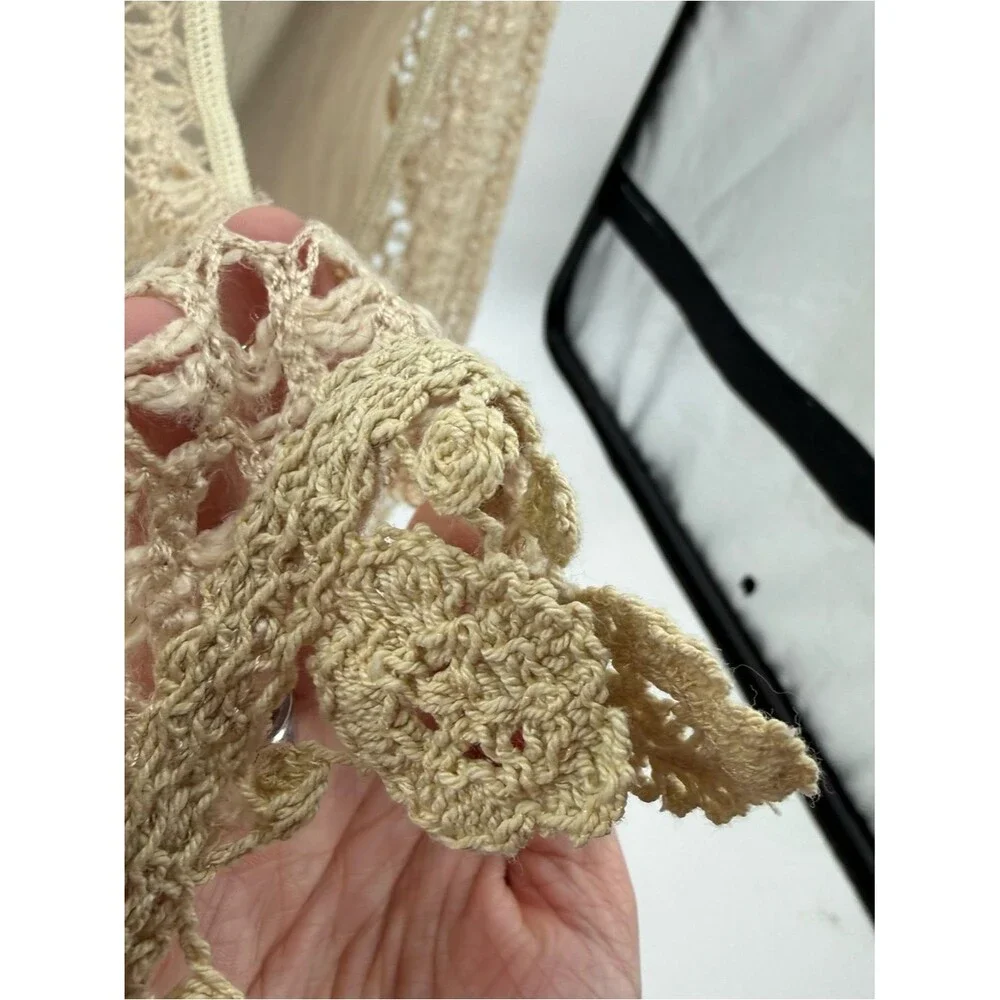 Unbranded Open Knit Crochet Scarf Accessory Boho Wrap Beige Coastal